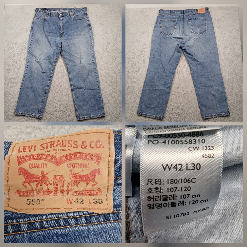 Levi's 550 Relaxed‎ Fit Men's Jeans 42x30 Blue Denim